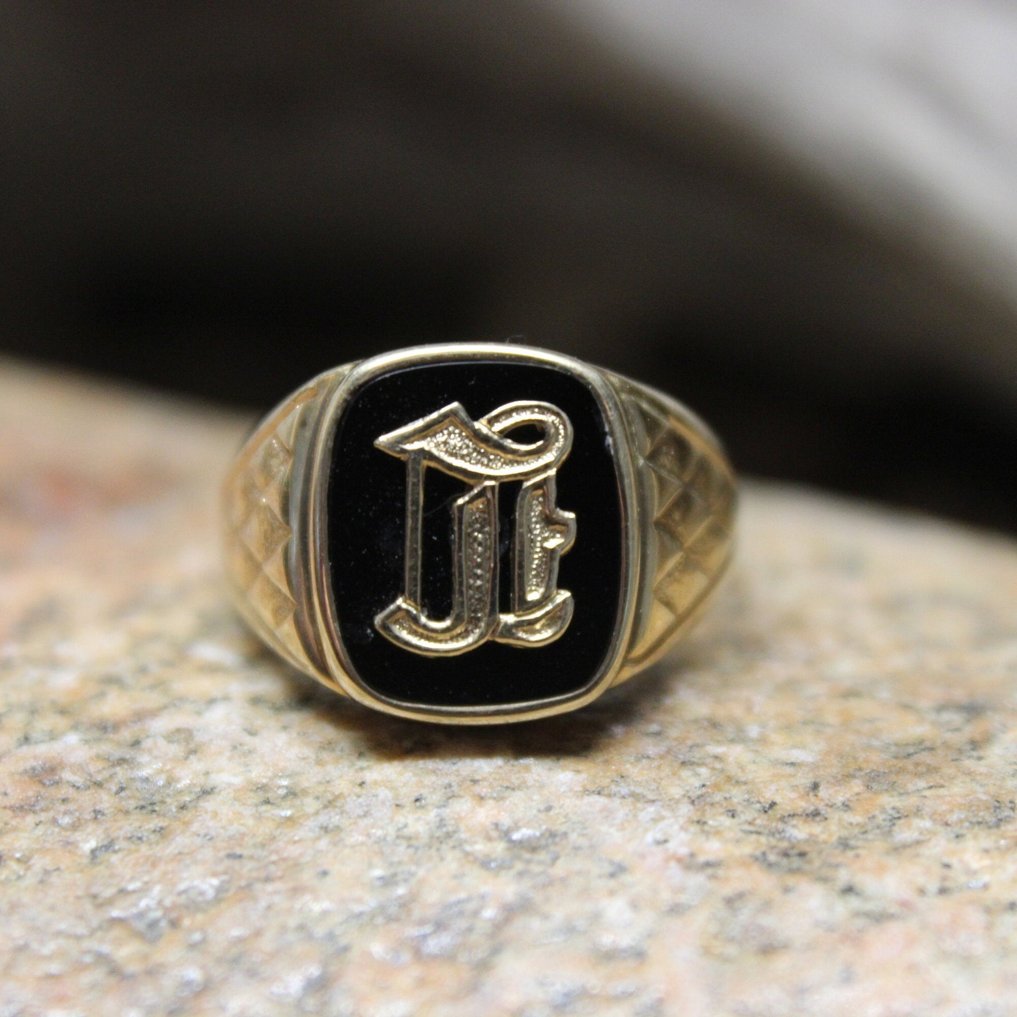 1970's Vintage Mens Signet Ring 10K Solid Yellow Gold Ring 4.9 Grams ...