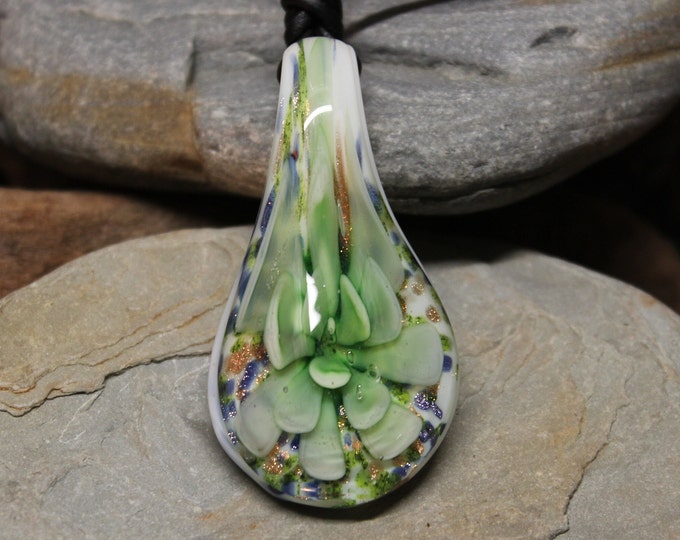 Hand Created Murano Inspired Glass Pendant Necklace Large Glass Pendant Necklace Handmade Glass Pendant Handmade Pendant Handcrafted Pendant