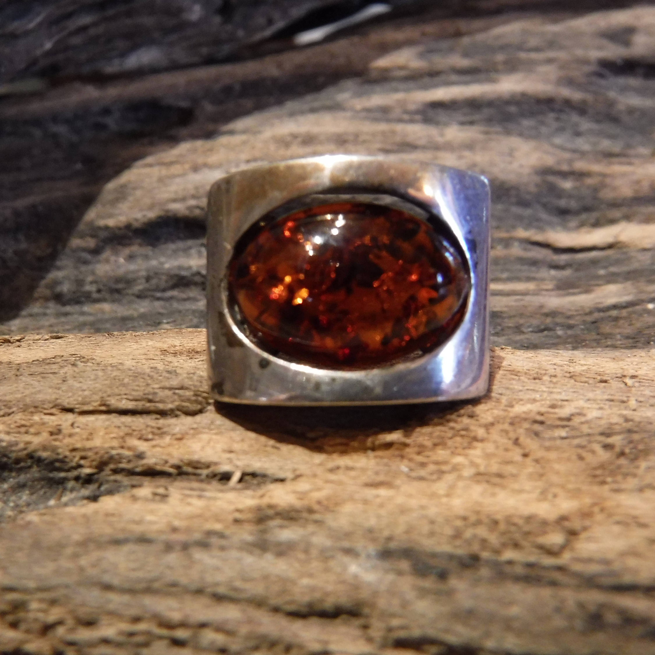Vintage Mens Amber Silver Ring Amber Sterling Silver Ring 925 Sterling ...