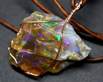 Large Natural Ethiopian Fire Opal 28ct Welo Ethiopian Untreated Black Fire Opal Pendant Necklace Large Earth Mined Ethiopian Black Fire Opal