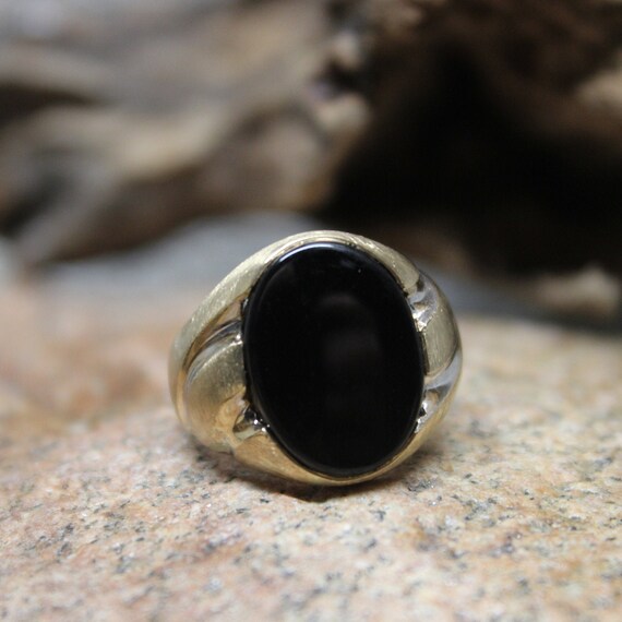10k Gold Mens Onyx Nugget Ring Sz 9 75 Gem