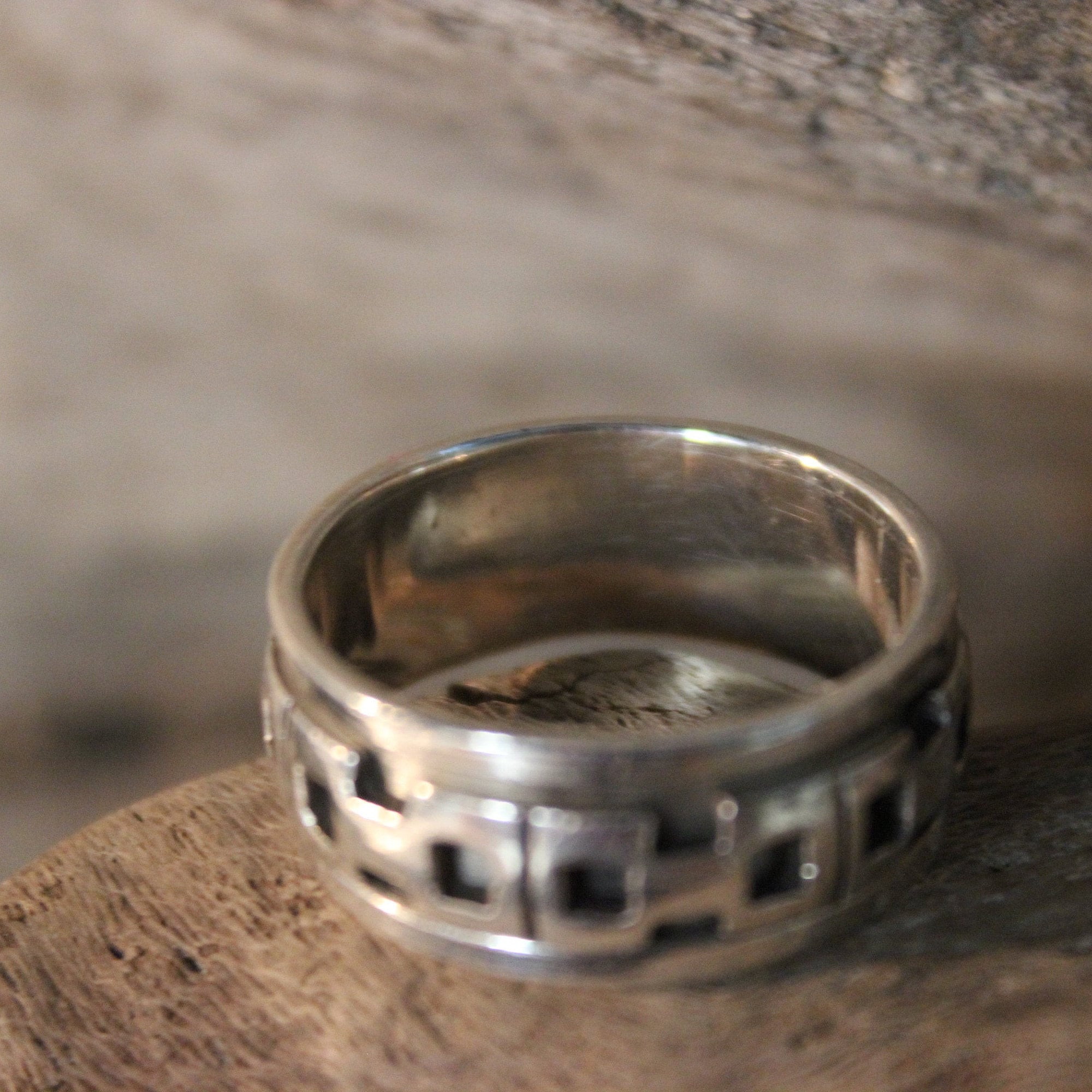 Large Mens Ring Mexico Sterling Silver Mens Spinner Ring 9 Grams