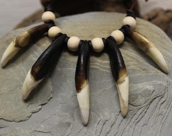 Large Wolf Tooth Necklace Wolf Teeth Necklace Wolf Necklace  Wolf Tooth Necklace Adjustable African Native American Tribal Spiritual Healing