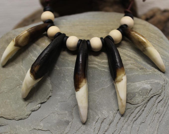 Large Wolf Tooth Necklace Wolf Teeth Necklace Wolf Necklace  Wolf Tooth Necklace Adjustable African Native American Tribal Spiritual Healing