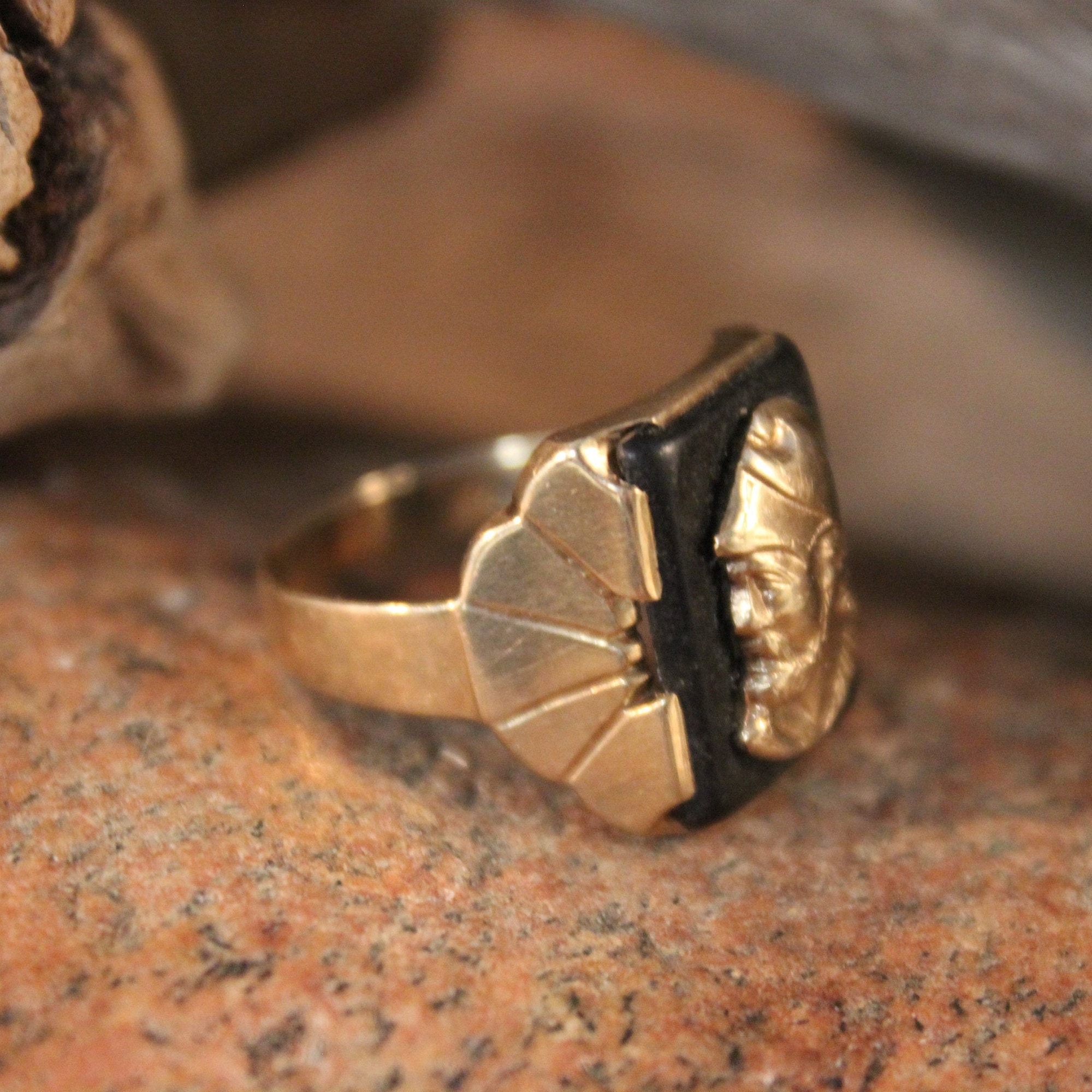 1940's VintageMens 10K Solid Gold Ring Roman Soldier Ring Size 7.5 ...