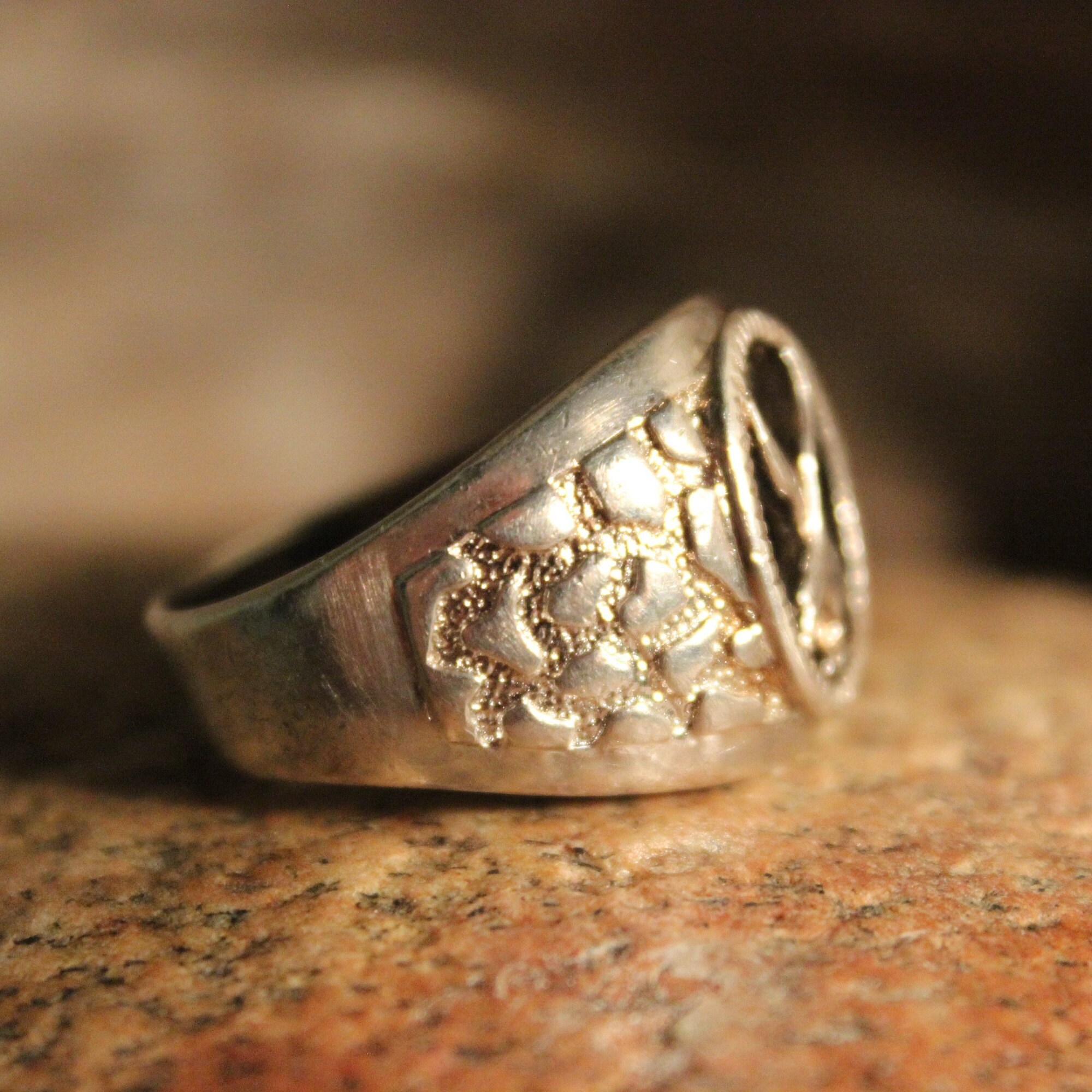 Mens Silver Ring Mens Onyx Eagle Ring Mens Onyx Ring Size 13