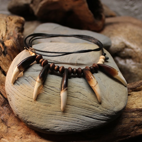 Wolf Tooth Genuine Wolf Teeth Gold Obsidian Stones Gems Pendant Necklace  For Men | eBay