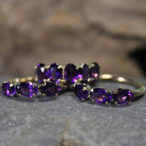 1980&#39;s Vintage 10k Solid Gold Amethyst Ring & Earring Set 3.6 Grams Size 8 Solid 10K Yellow Gold Amethyst Ring Vintage Amethyst Earrings