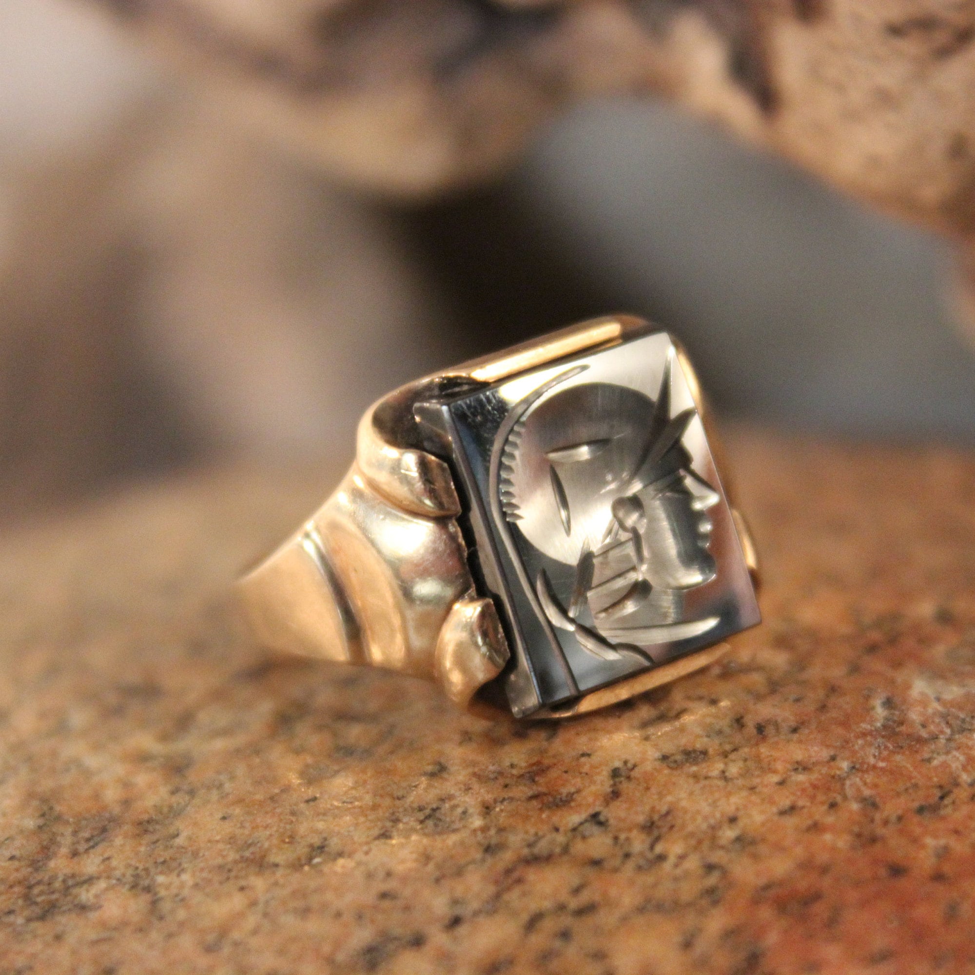 1940's Vintage Mens 10K Gold Soldier Ring Size 10 Vintage Mens 10K