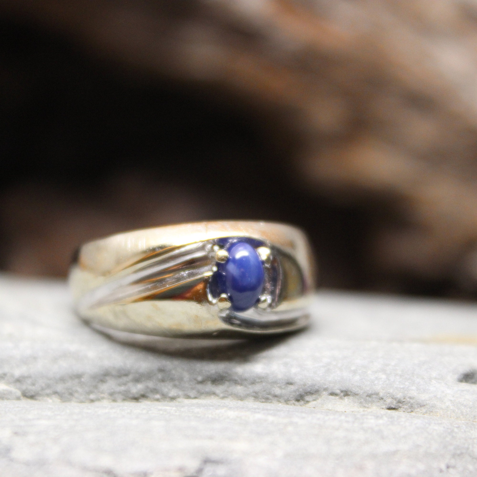 1980's Vintage Blue Star Sapphire Ring 10K Gold Mens Ring 5.5 Grams ...