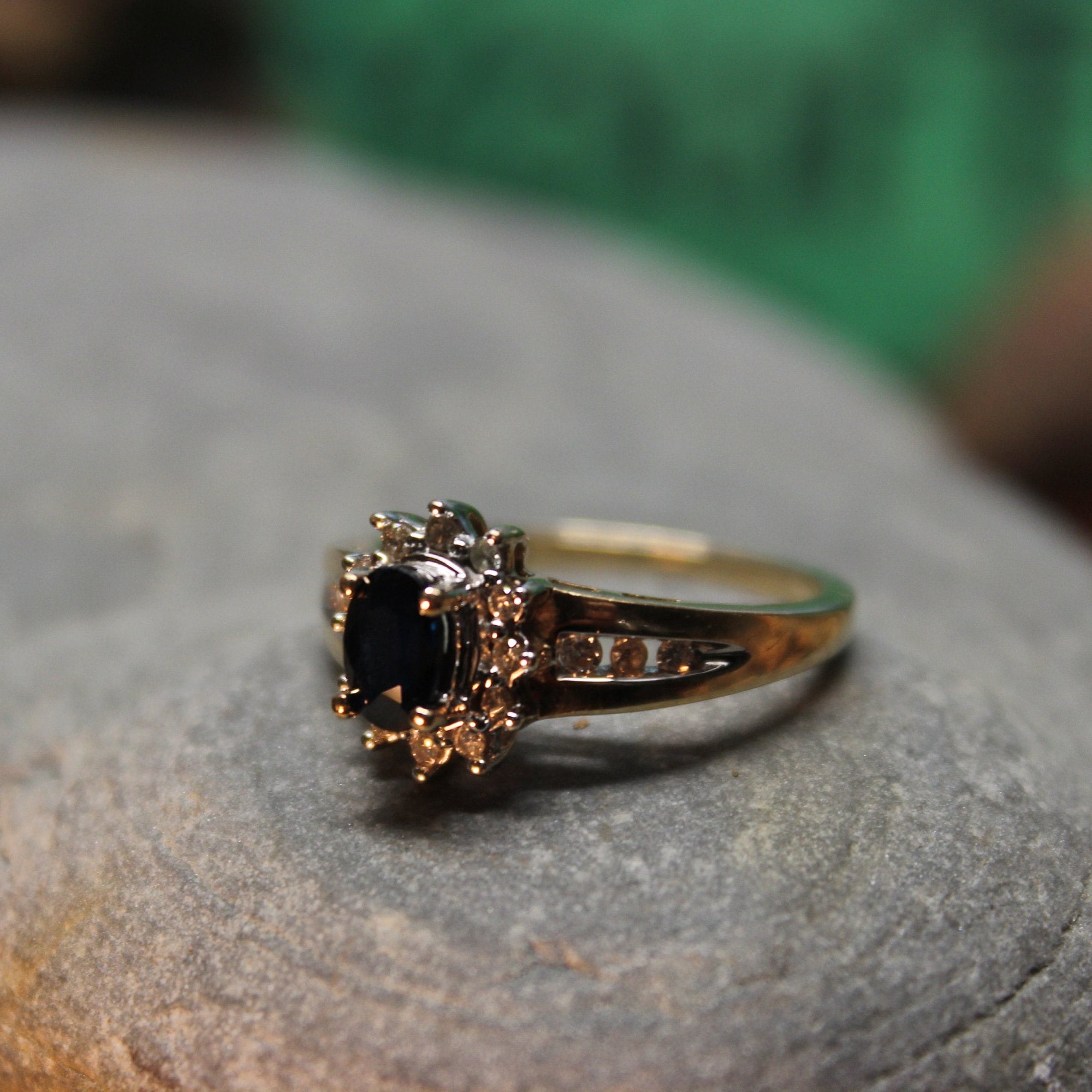 Old Rings From 2000 2000 Vintage 10k Gold Sapphire Diamond Ring 2.8 Grams Size 7 Blue ...