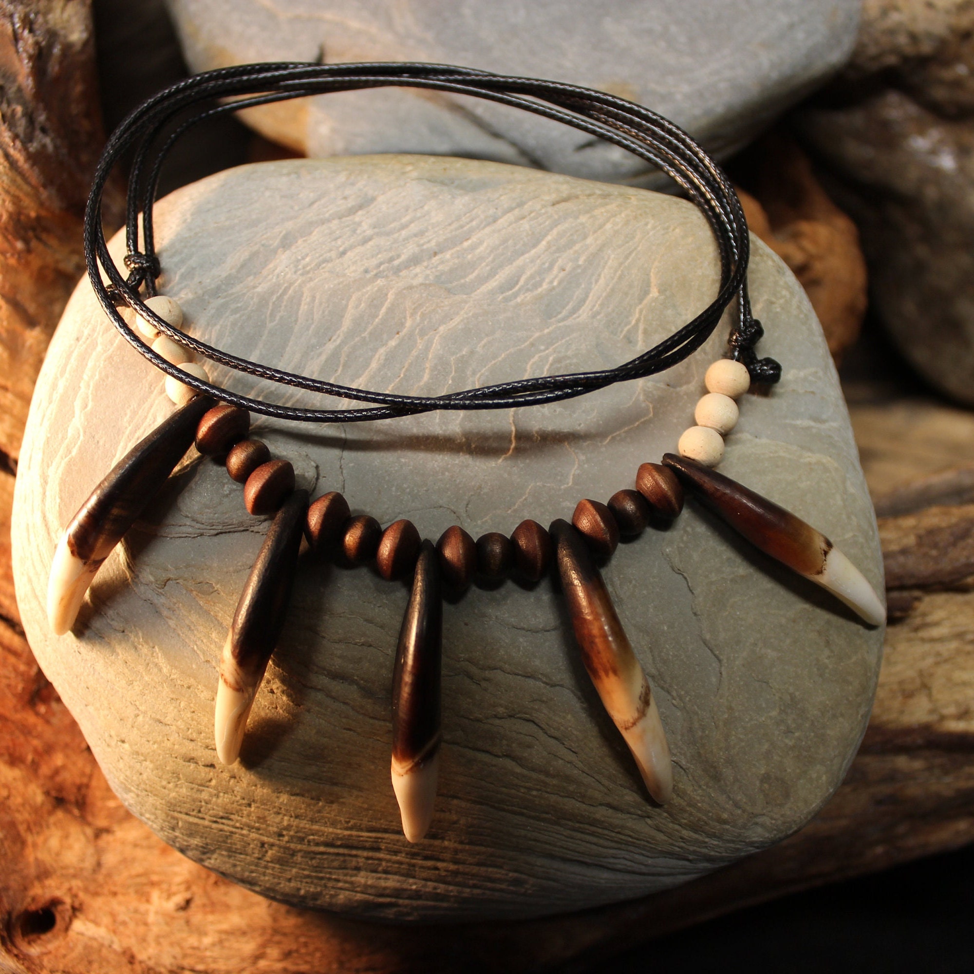 Large Wolf Tooth Necklace Wolf Necklace Wolf Wolf Tooth Necklace Adjustable African Native American Spiritual Healing