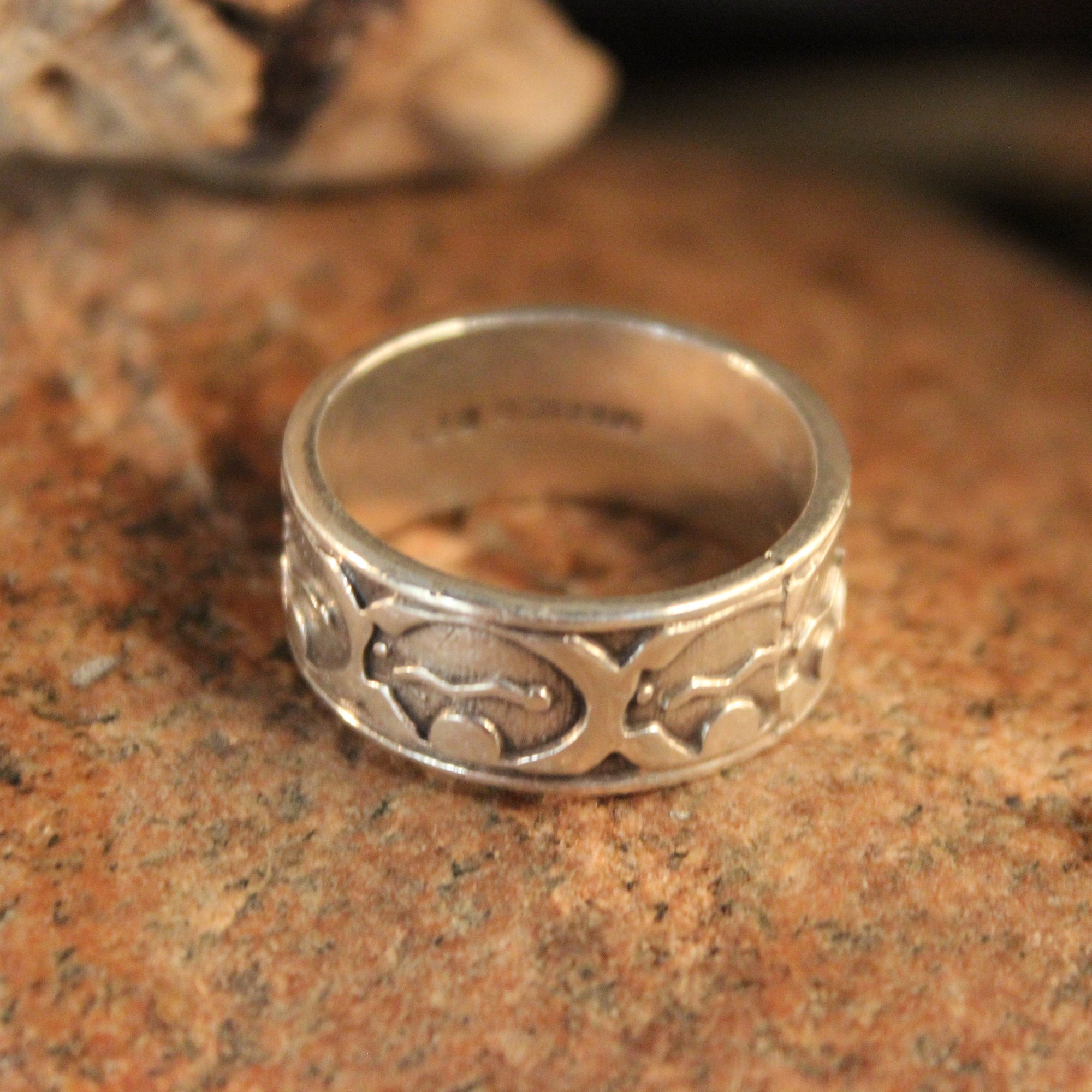 Mens Ring Mexico Large Silver Band Ring Silver Friendship Ring 9.7