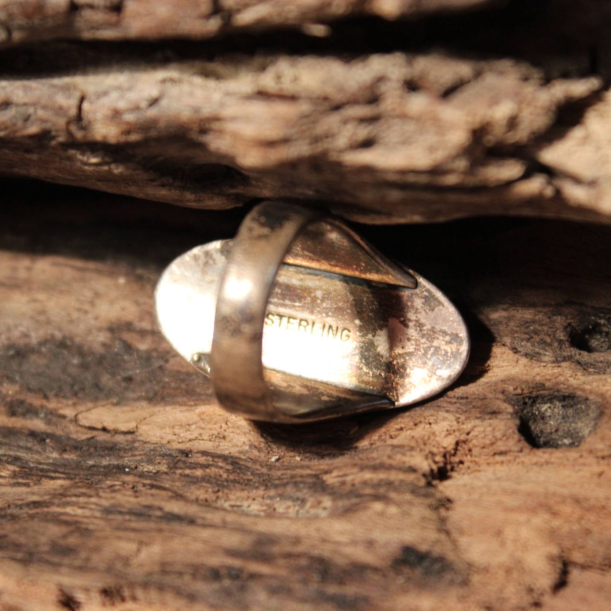 Large Ring Mens Sterling Silver Ring V Vintage Sterling