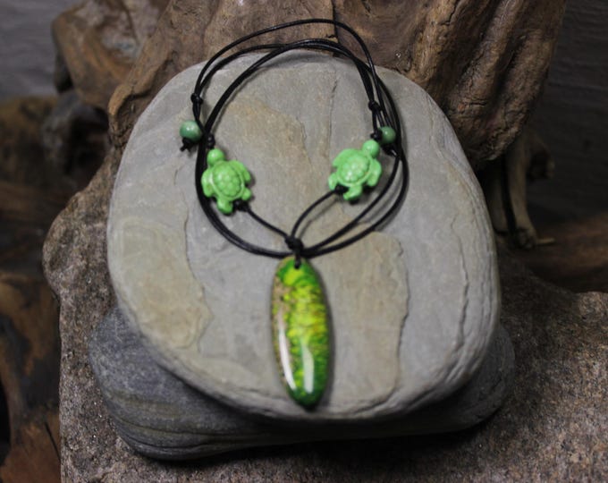 Hand Carved Green Jasper Sea Sediment Pendant Necklace Large Natural Stone Pendant Jasper Pendant Necklace Jasper Pendant Cats Eyes beads