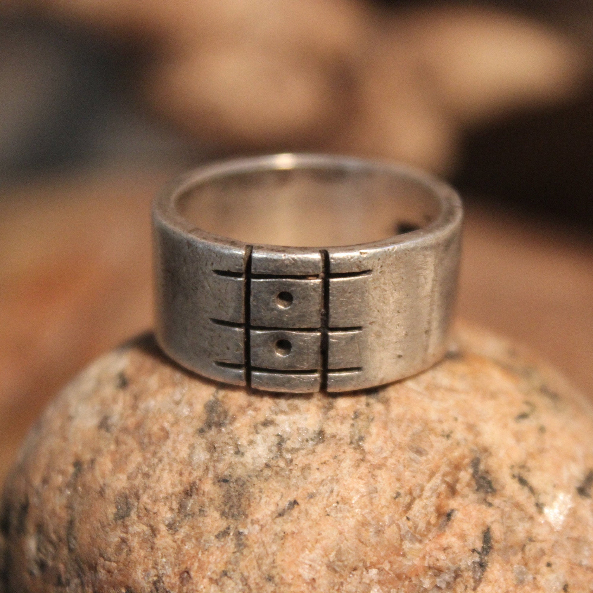 Rustic Mens Viking Ring Sterling Silver Band Norse Ring Celtic Ring 11