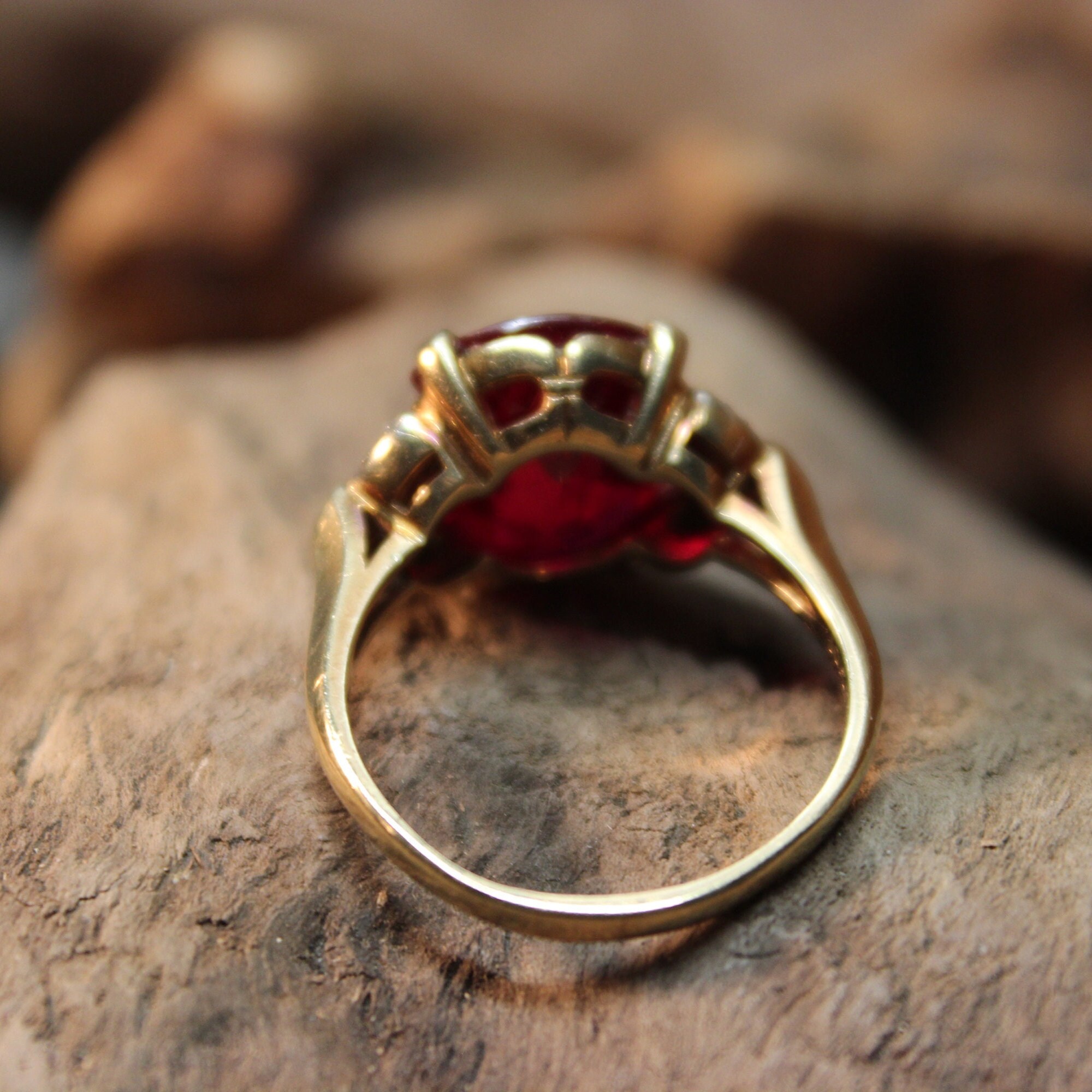 1920's Vintage Solid Gold Ruby Diamond Ring 10K Gold Ruby Deco Ring 4.9 ...