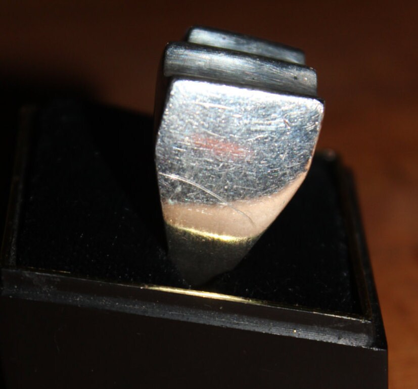 Mens Silver Ring Heavy 16 grams Vintage Sterling Silver signed Retro