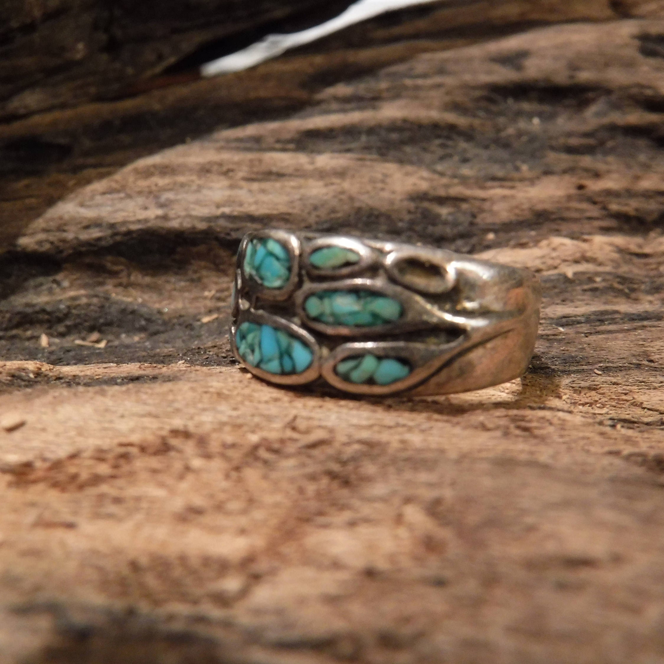 Vintage Sterling Silver Navajo Ring Singed Native American Turquoise