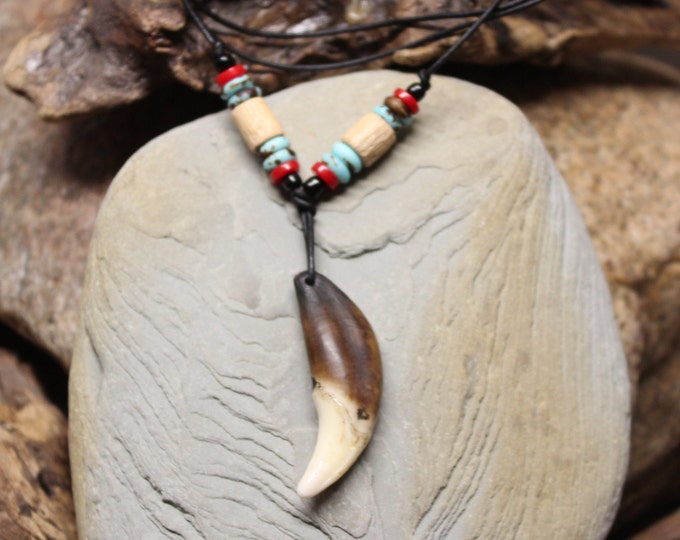 Large Wolf Tooth Necklace Wolf Teeth Necklace Wolf Necklace Wolf Tooth Necklace Adjustable African Native American Large Wolf Tooth Necklace