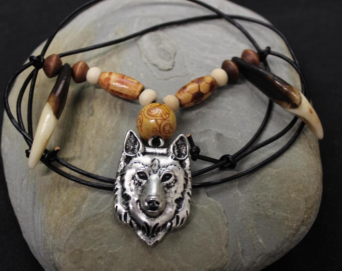 Large Wolf Tooth Necklace Wolf Fang Necklace Wolf Pendant Necklace Wolf Necklace Adjustable African Native American Wolf fang Necklace