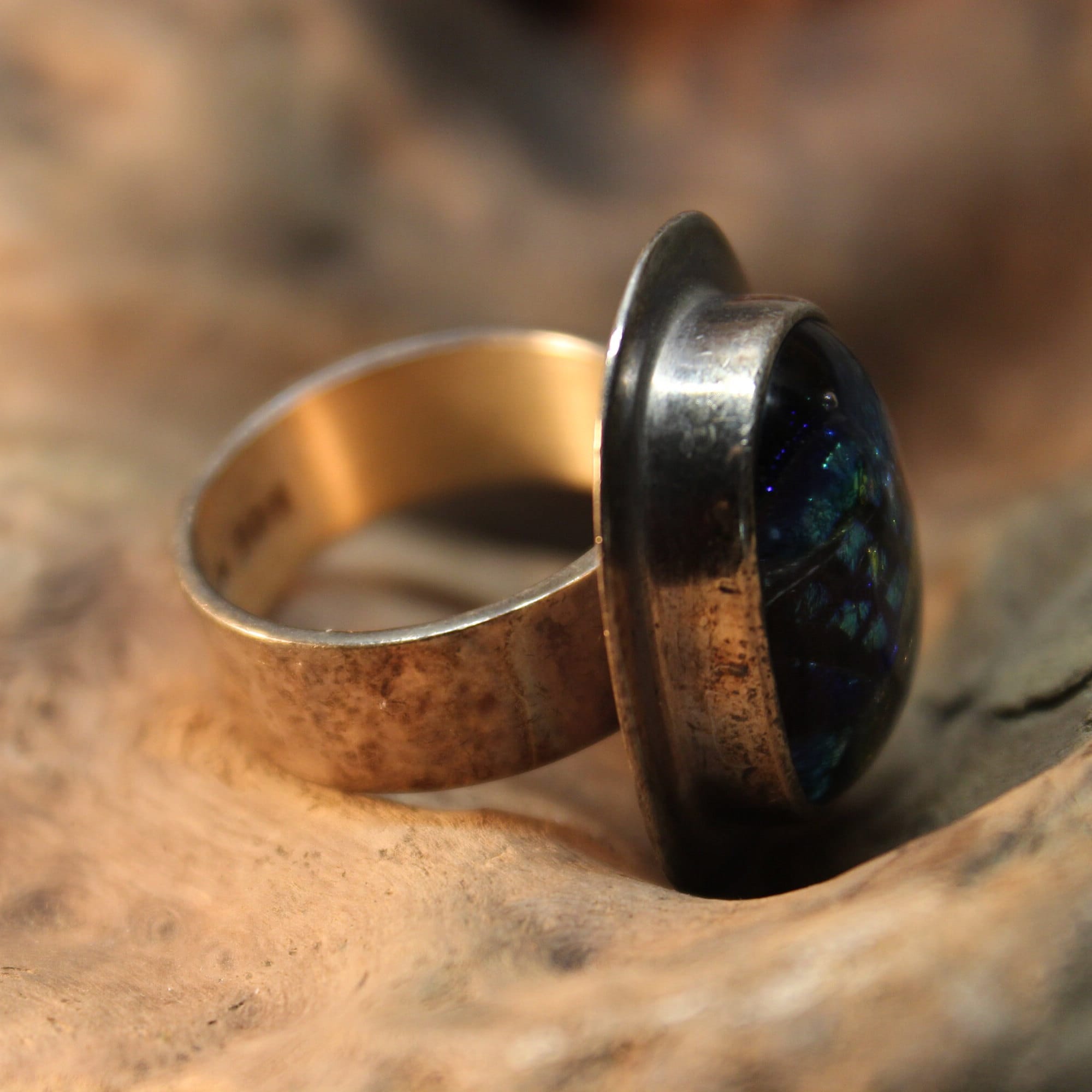 Guitar String Ring with Whiskey Wood & Antler | Jewelry by Johan - Jewelry  by Johan