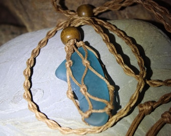 Handmade Blue Sea Glass Pendant Necklace Lake Erie Beach Glass Pendant Beach Glass Blue Necklace Lake Beach Glass Beach Glass Pendants Blue