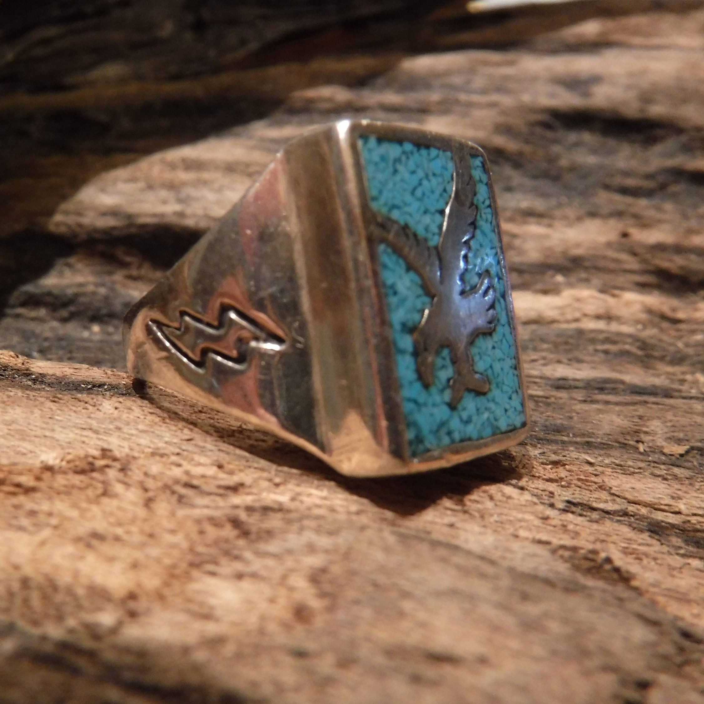 Vintage Mens Silver Eagle Ring Native American Size 10 Heavy 10.4 Grams