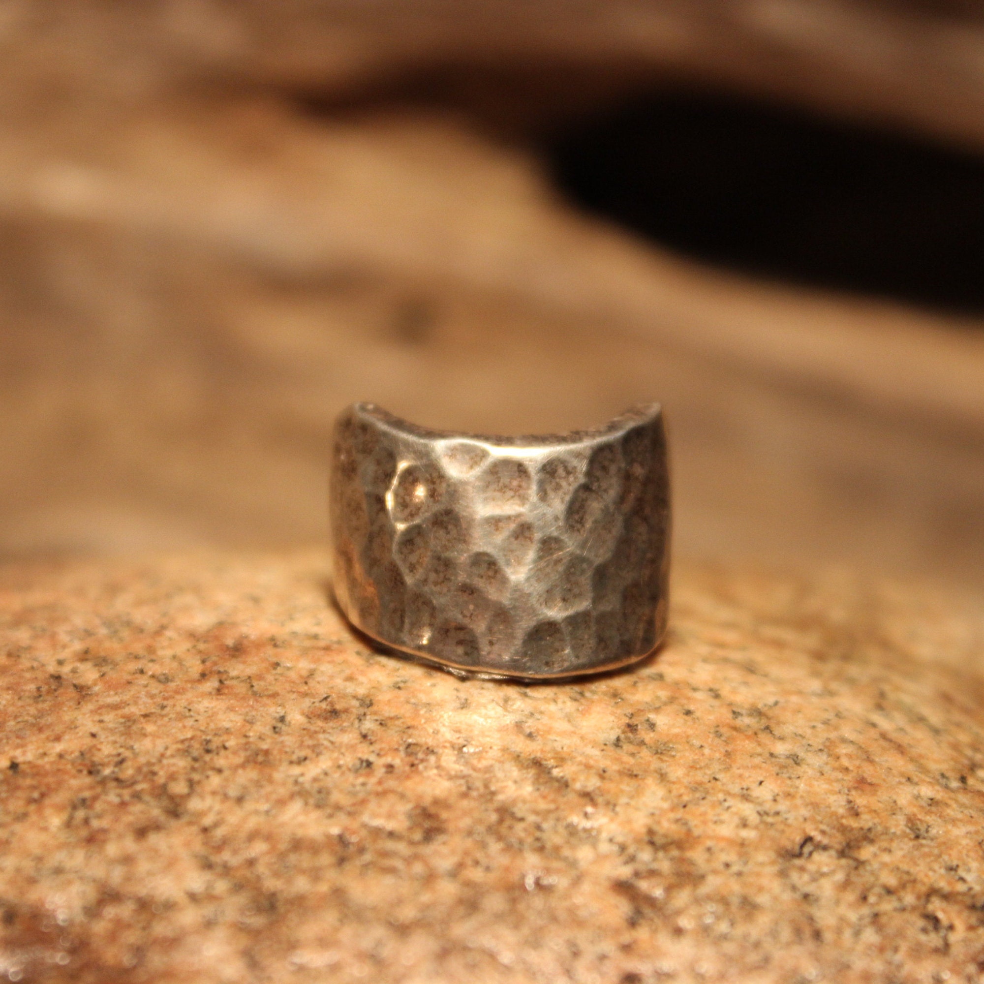 Mens Ring Mexico Large Silver Hammered Ring Sterling Silver Ring 14.5