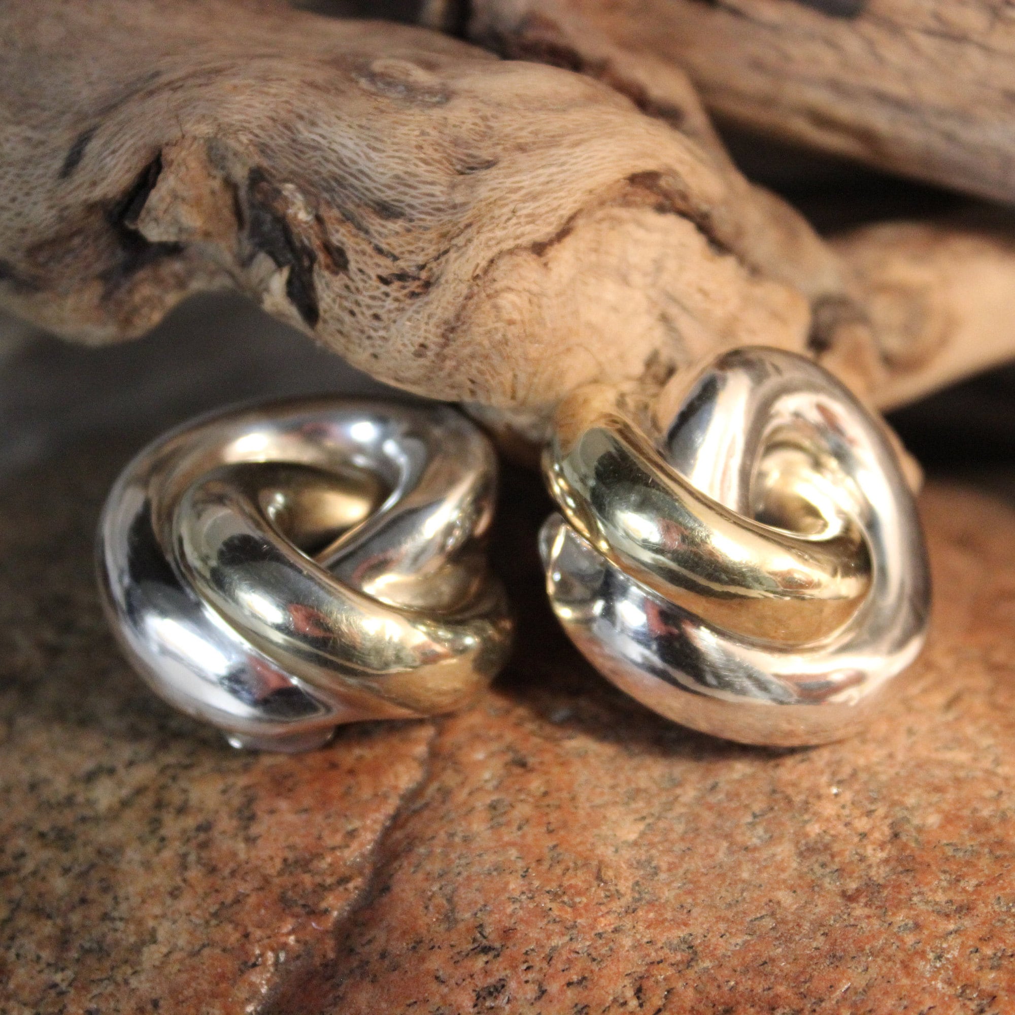 Large Vintage Contemporary Knot Earrings Sterling Silver Chunky Silver large-vintage-contemporary-knot-earrings-sterling-silver-chunky-silver
