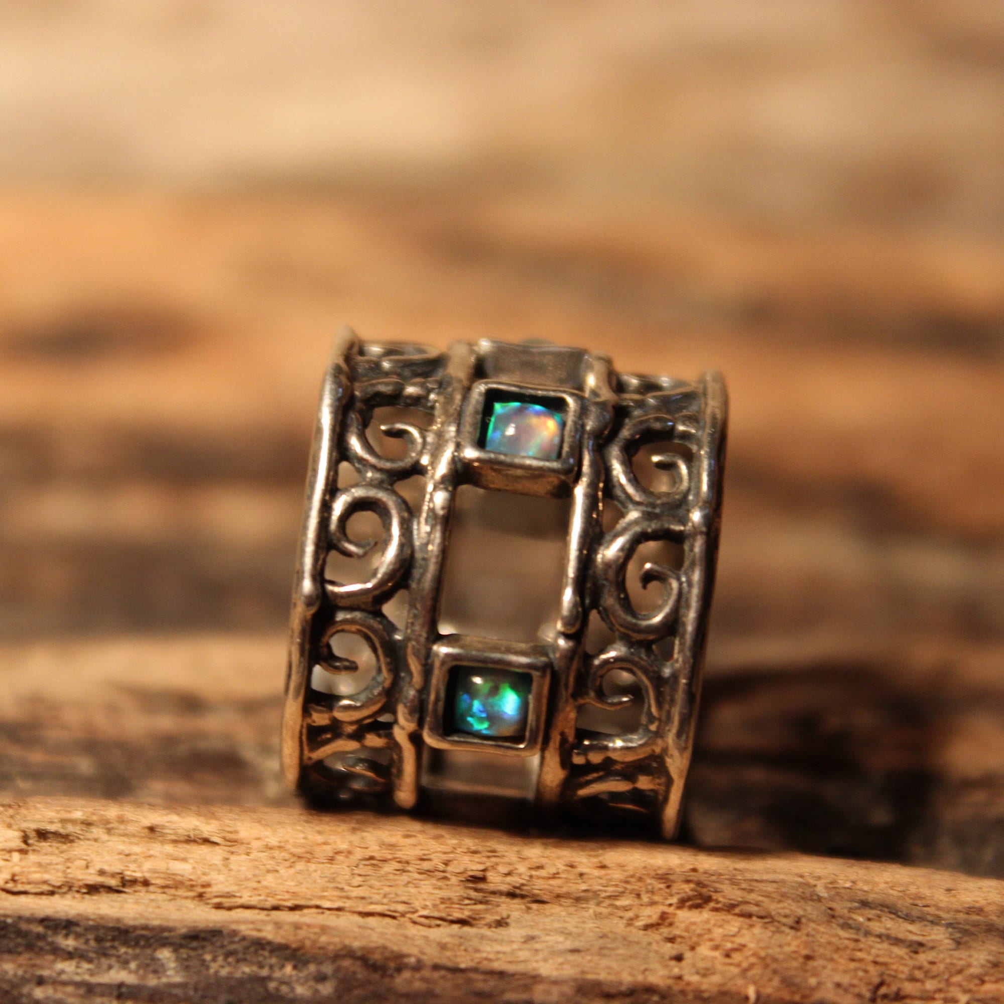 Vintage Sterling Ring Opal Silver Ring Size 7.5 Heavy 7.5 Grams Womens