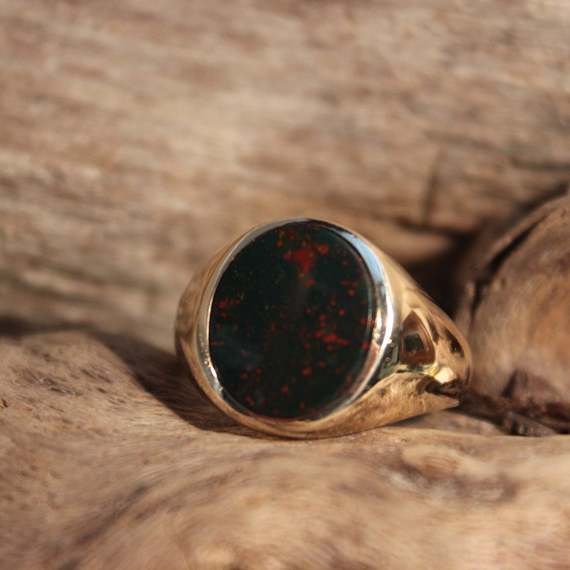 Vintage 10k Gold Mens Signet Ring 6.3 Grams Mens Gold Bloodstone Ring ...