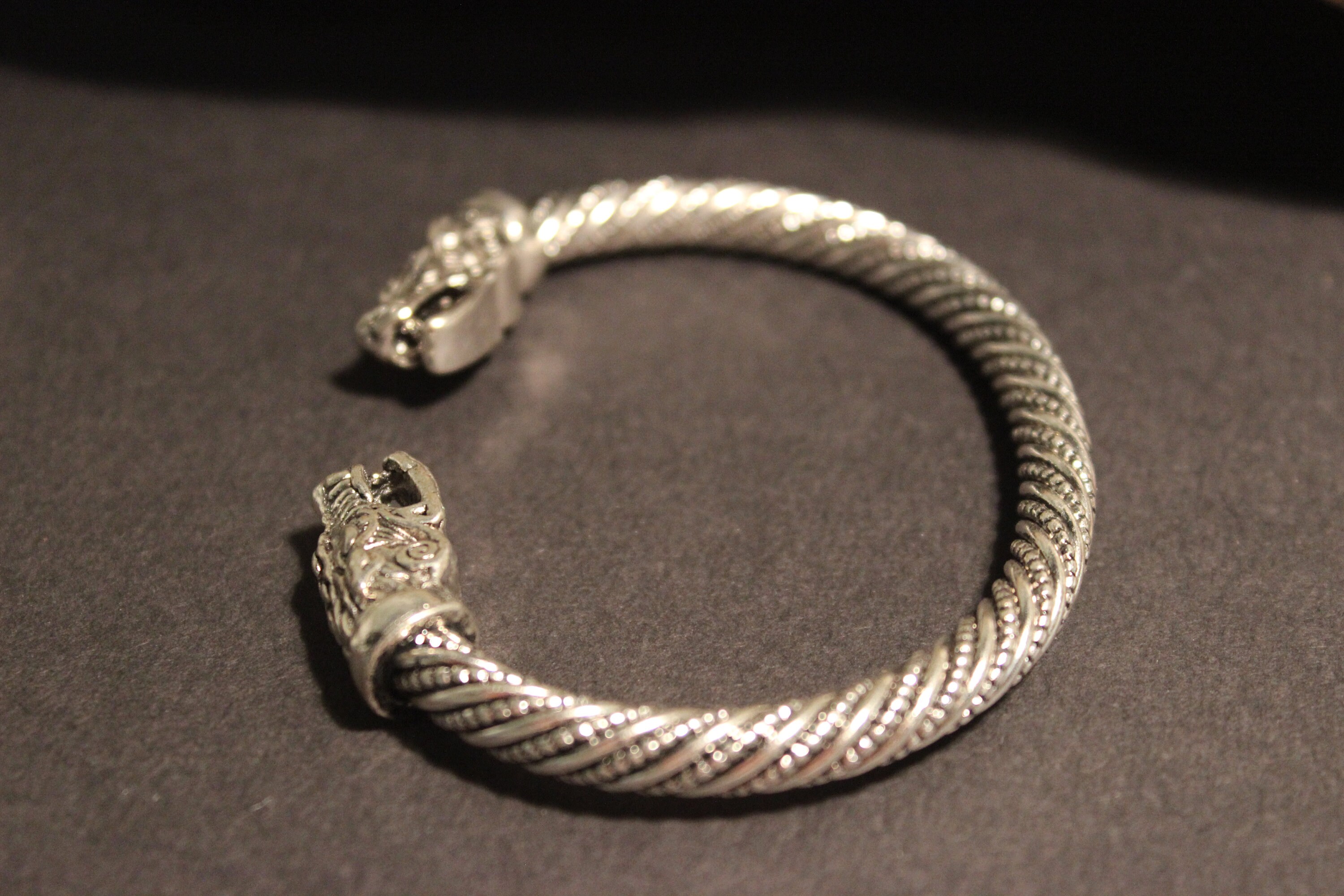 Viking Silver Wolf Bracelet Viking Norse Cuff Bracelet Norse Silver