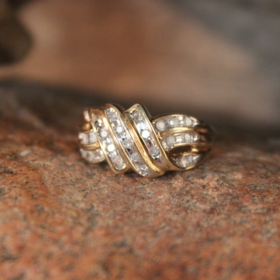 Diamond Ring 10K Solid Yellow Gold Diamond Ring 4