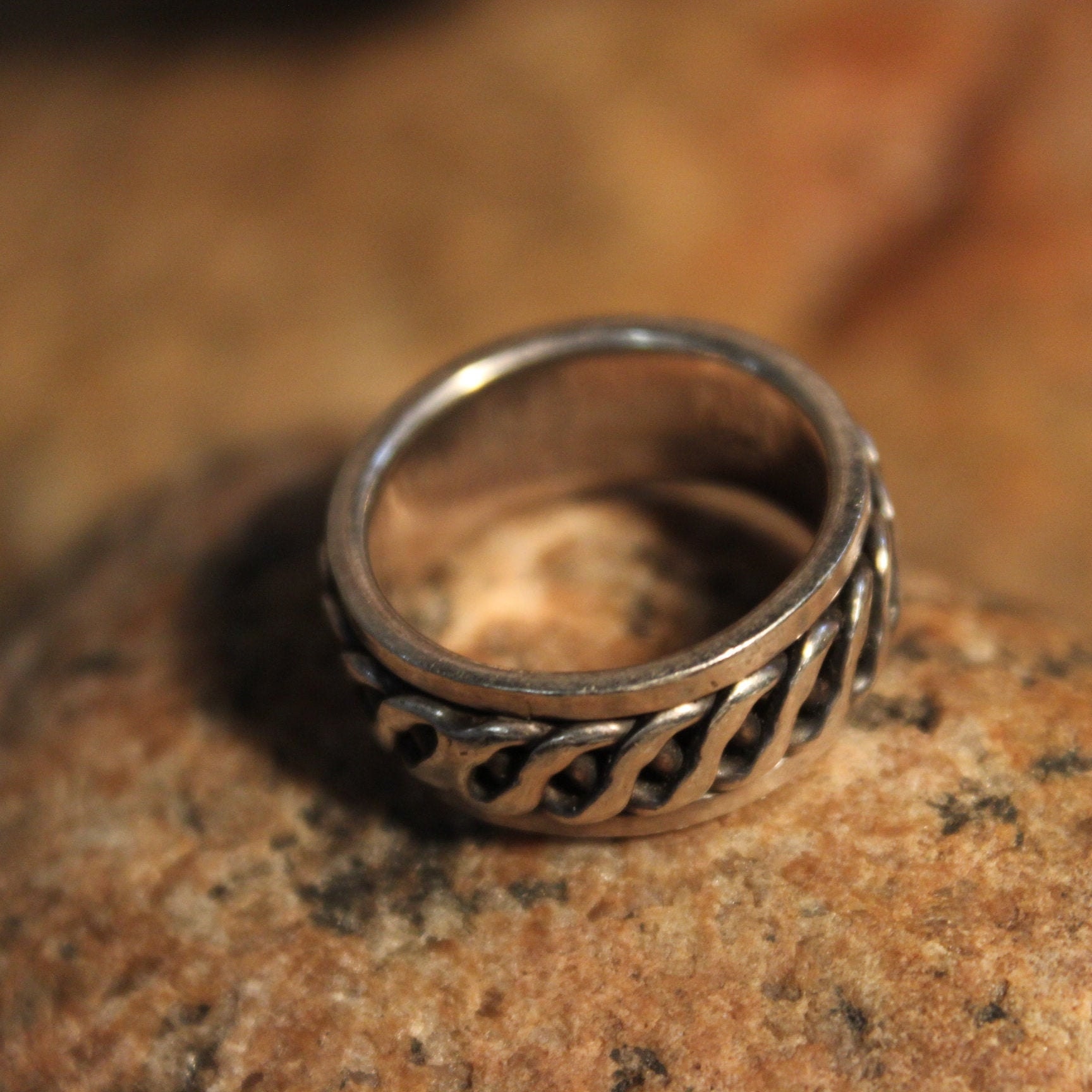 Large Mens Ring Mexico Sterling Silver Mens Spinner Ring 8 Grams Size 6