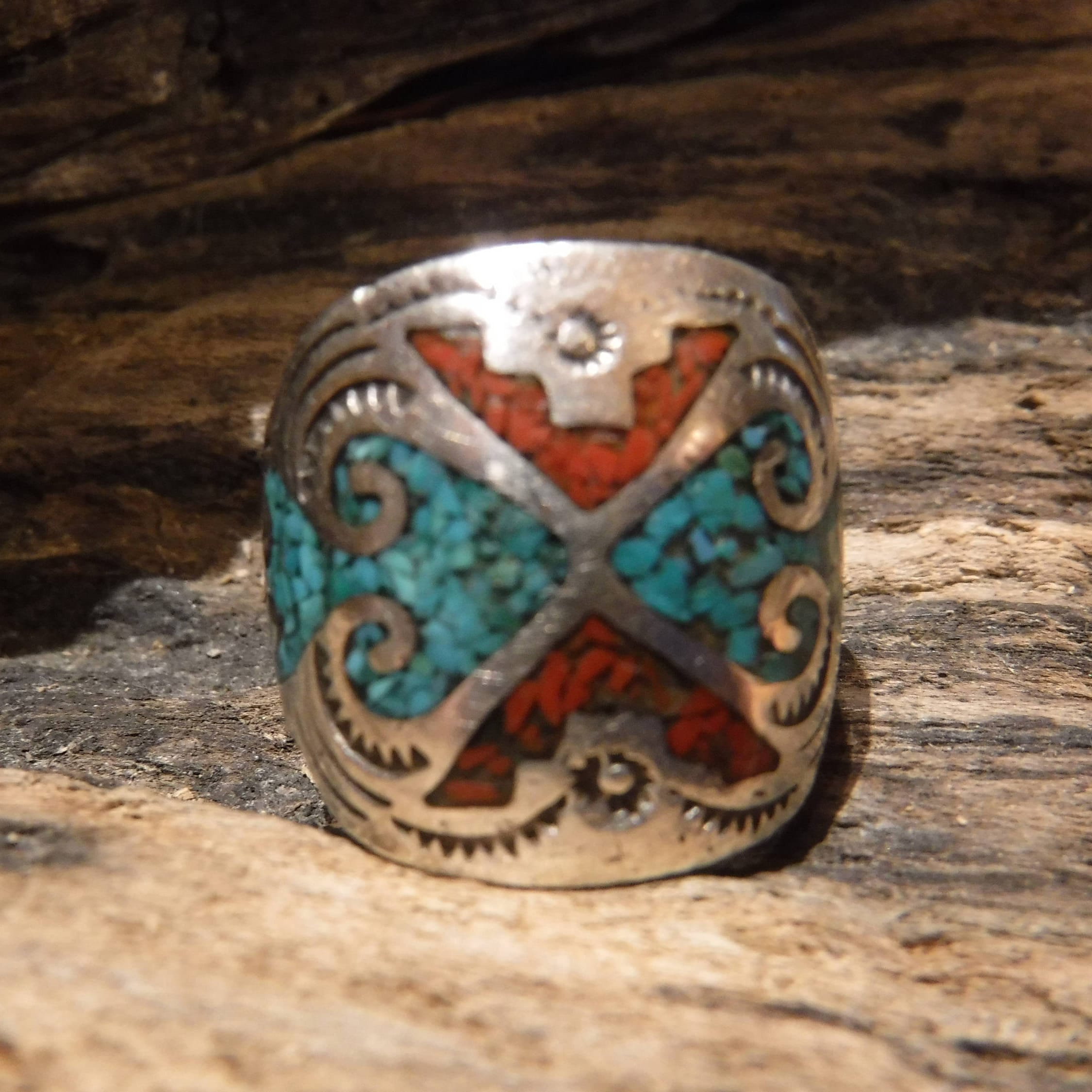 Mens Silver Ring Navajo Sterling Silver Native American Ring Signed