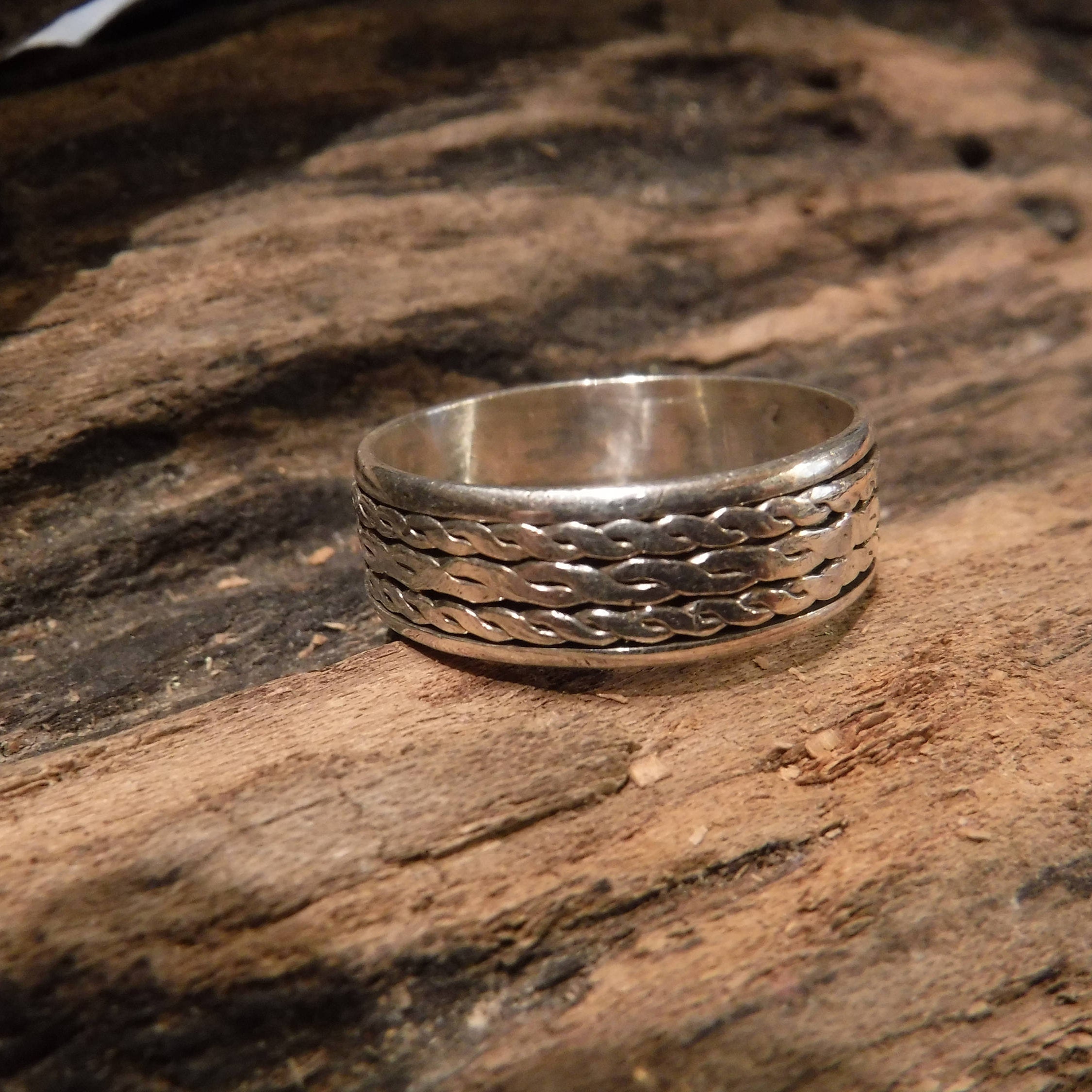 Large Mens Ring Mexico Sterling Silver Mens Spinner Ring 5.4 Grams Size