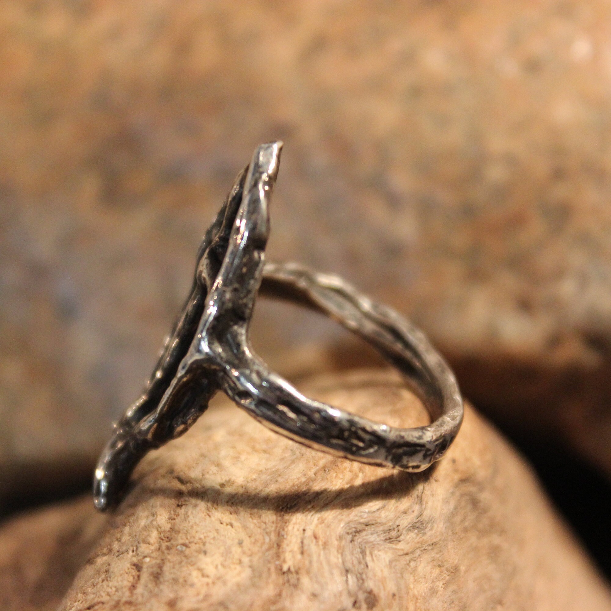 Vintage Sterling Silver Cross Ring 4.7 Grams Size 5.5 Religious Fish