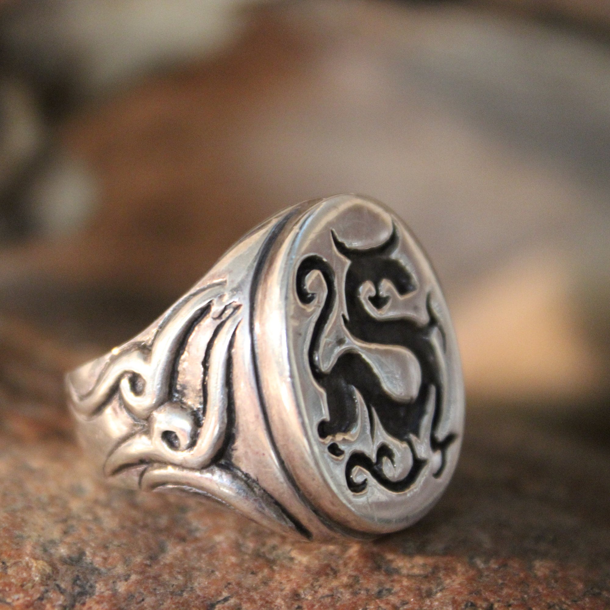 Norse Viking Dragon Ring Odin's Valknut Rings Odin Viking Sterling