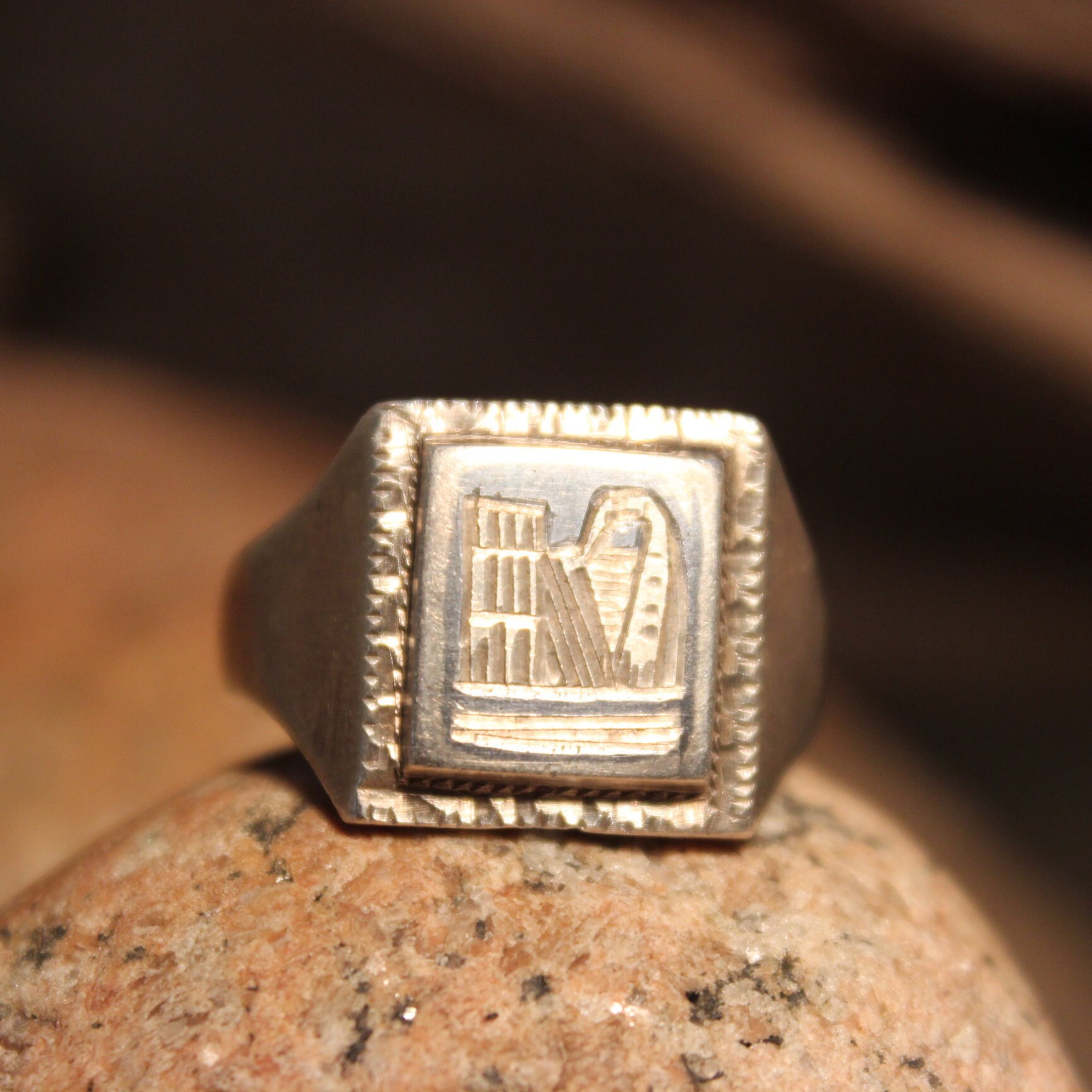 1930's Mens Ring Vintage Mens Rings Silver Vintage Ring 11.2 Grams Size