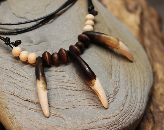 Large Wolf Tooth Necklace Wolf Teeth Necklace Wolf Necklace Wolf Tooth Necklace Adjustable African Native American Large Wolf Tooth Necklace