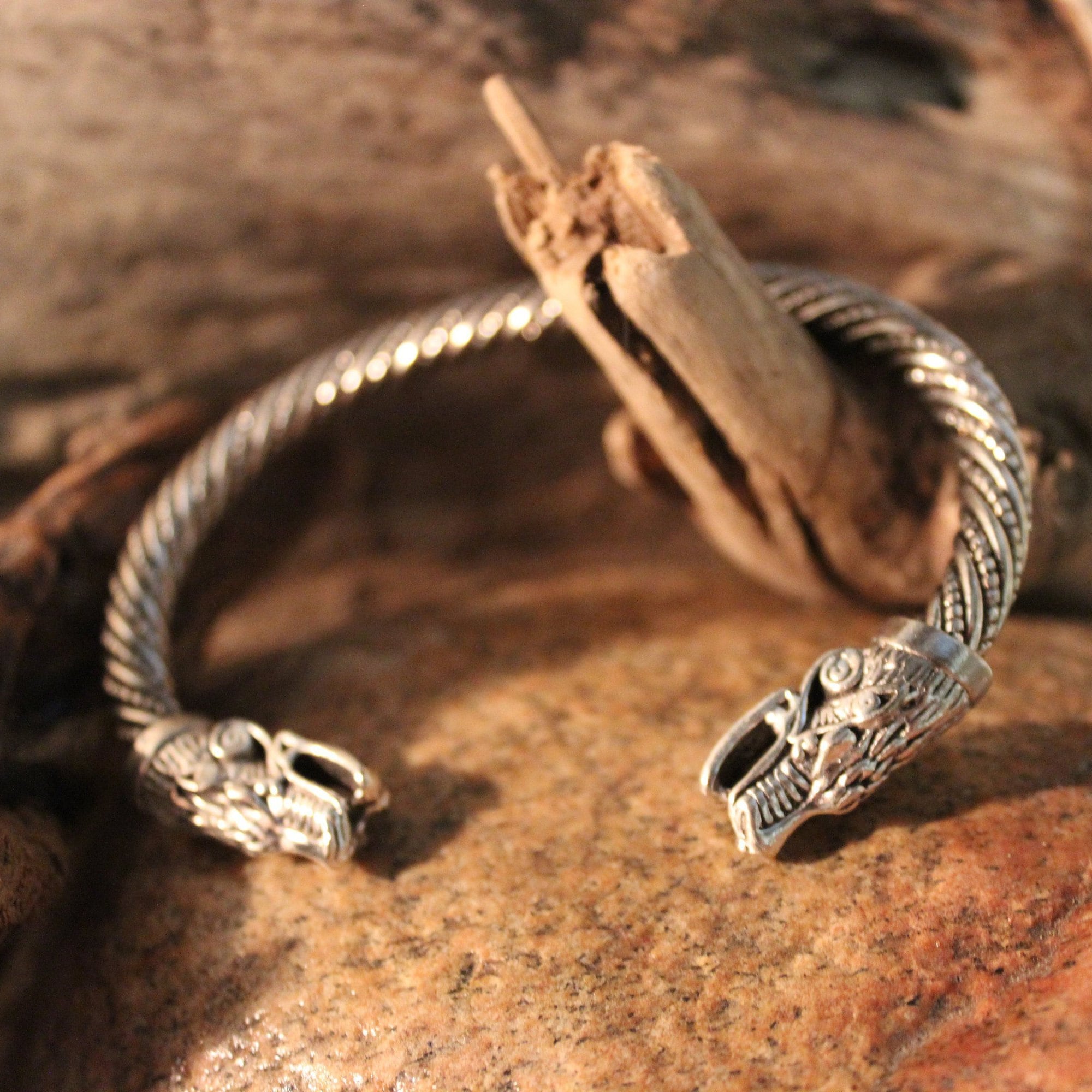 Viking Silver Wolf Bracelet Viking Norse Cuff Bracelet Norse Silver