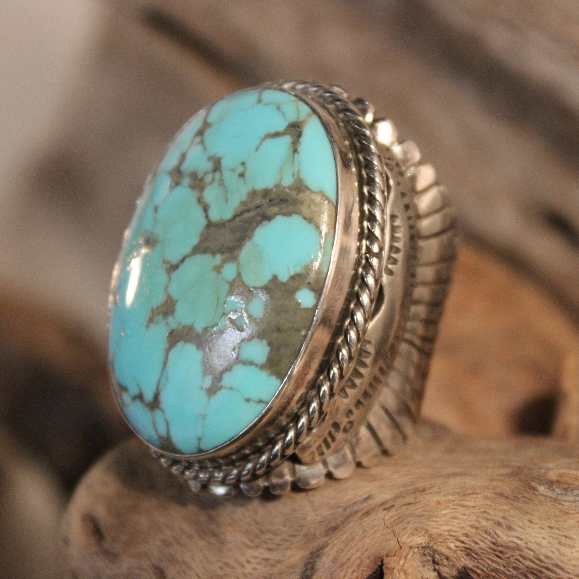 Huge Men's Navajo Native American Turquoise Sterling Silver Ring Huge Men's Navajo Native American Turquoise Sterling Silver Ring