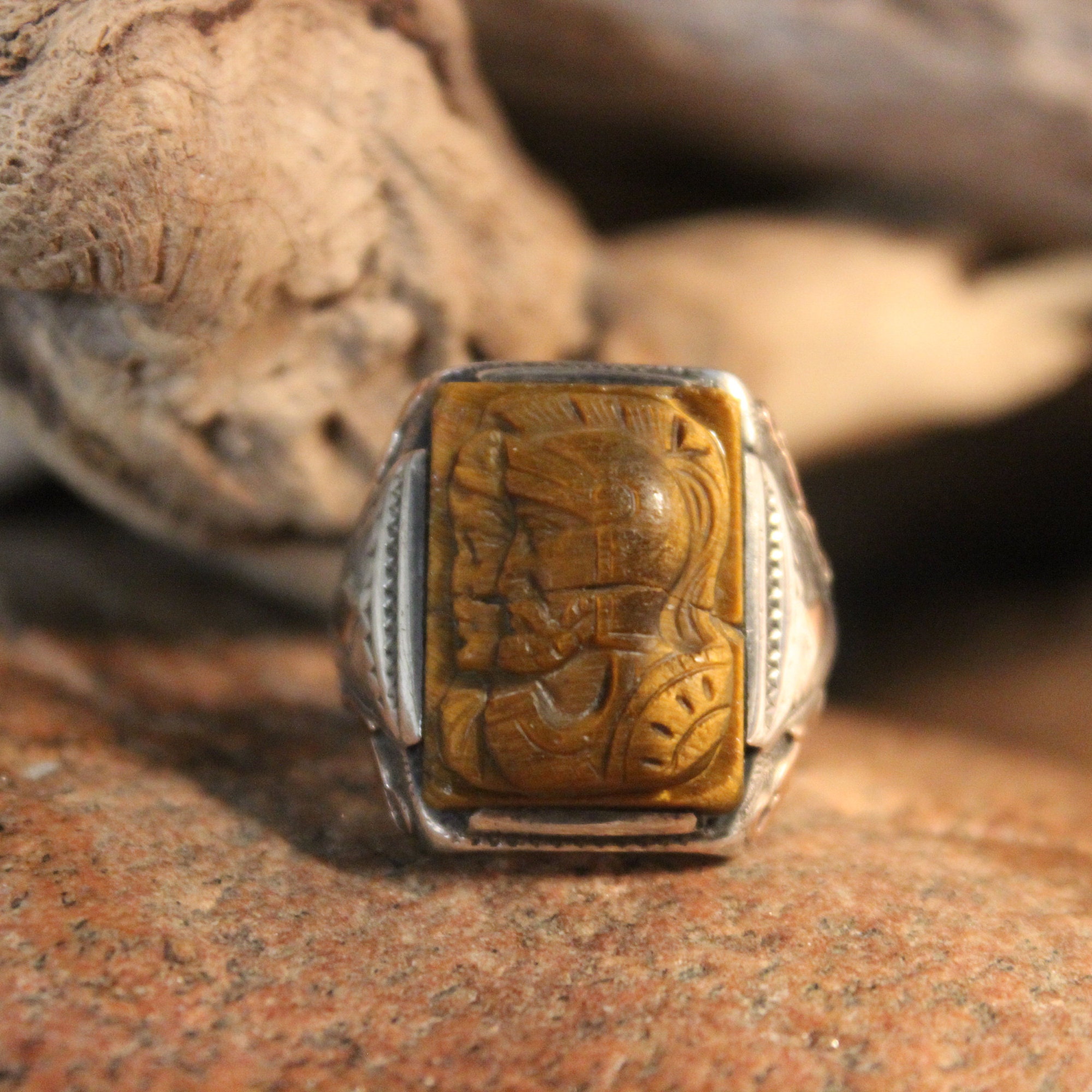 Rare Vintage Mens 10K Gold Sterling Silver Roman Soldier Ring 16 Grams ...