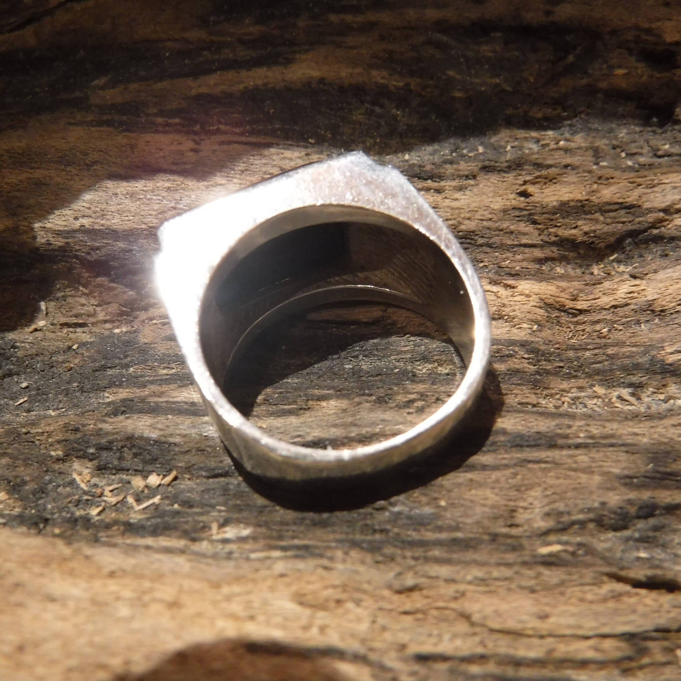 Vintage Mens Silver Ring Amber Sterling Silver Ring 925 Sterling Signed