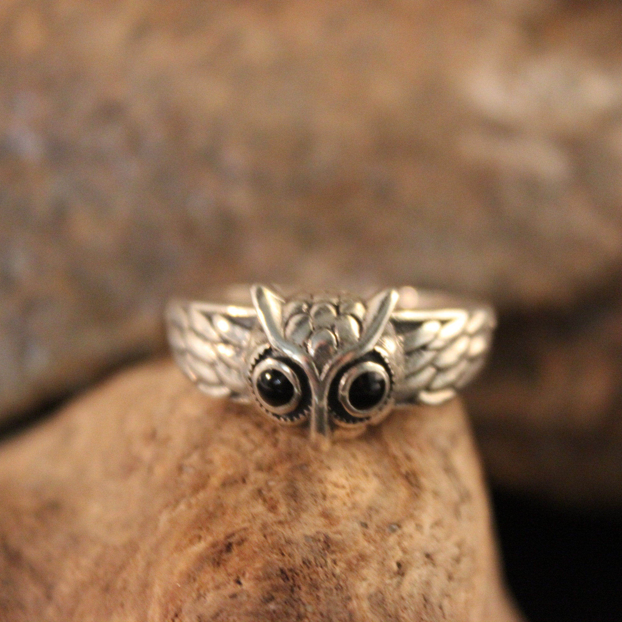 Vintage Sterling Silver Owl Ring Size 9 adjustable Vintage Owl Ring 4.8