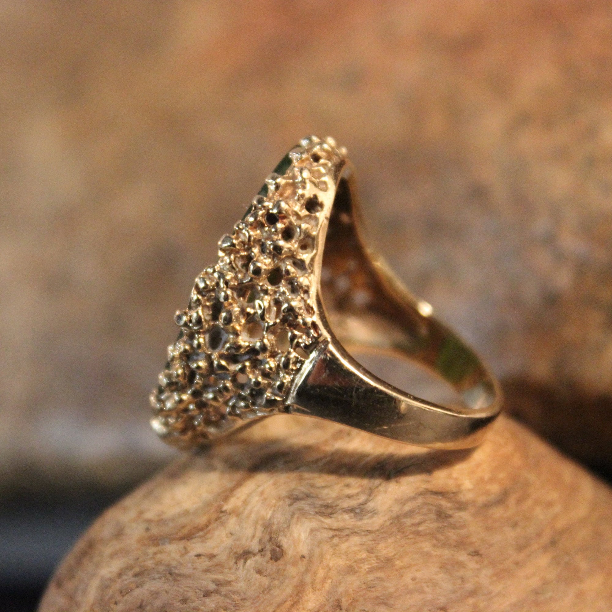 Vintage Large Mens Jade Gold Ring Green Jade Ring 10K Gold Mens Ring 10 ...