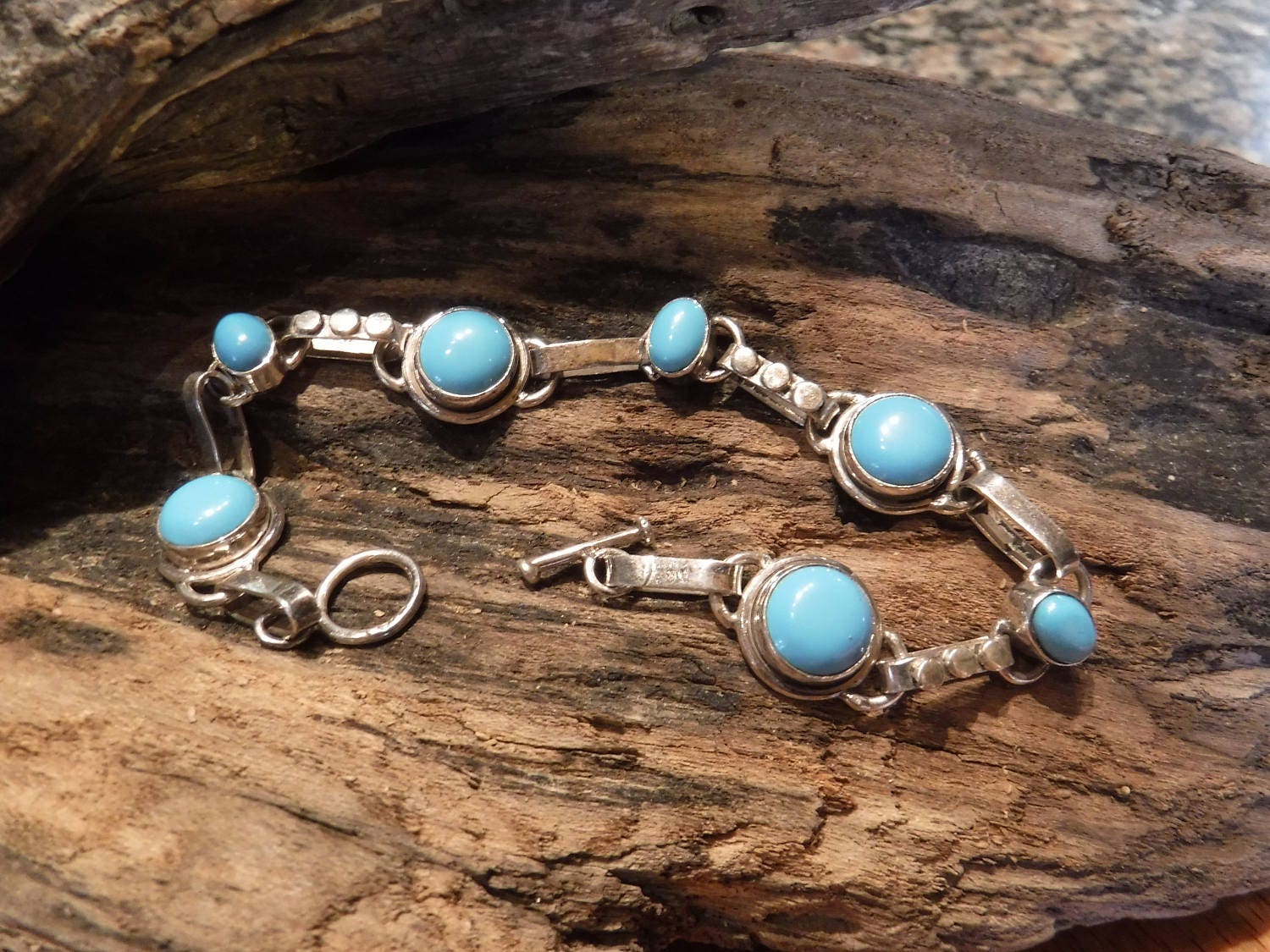 Sterling Silver Southwestern Native American Turquoise Silver Bracelet ...