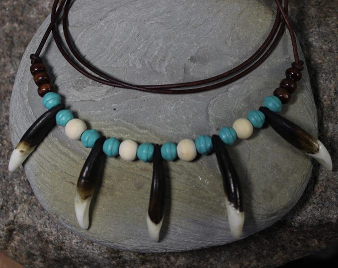 Large Wolf Tooth Necklace Wolf Teeth Necklace Wolf Necklace  Wolf Tooth Necklace Adjustable African Native American Tribal Spiritual Healing