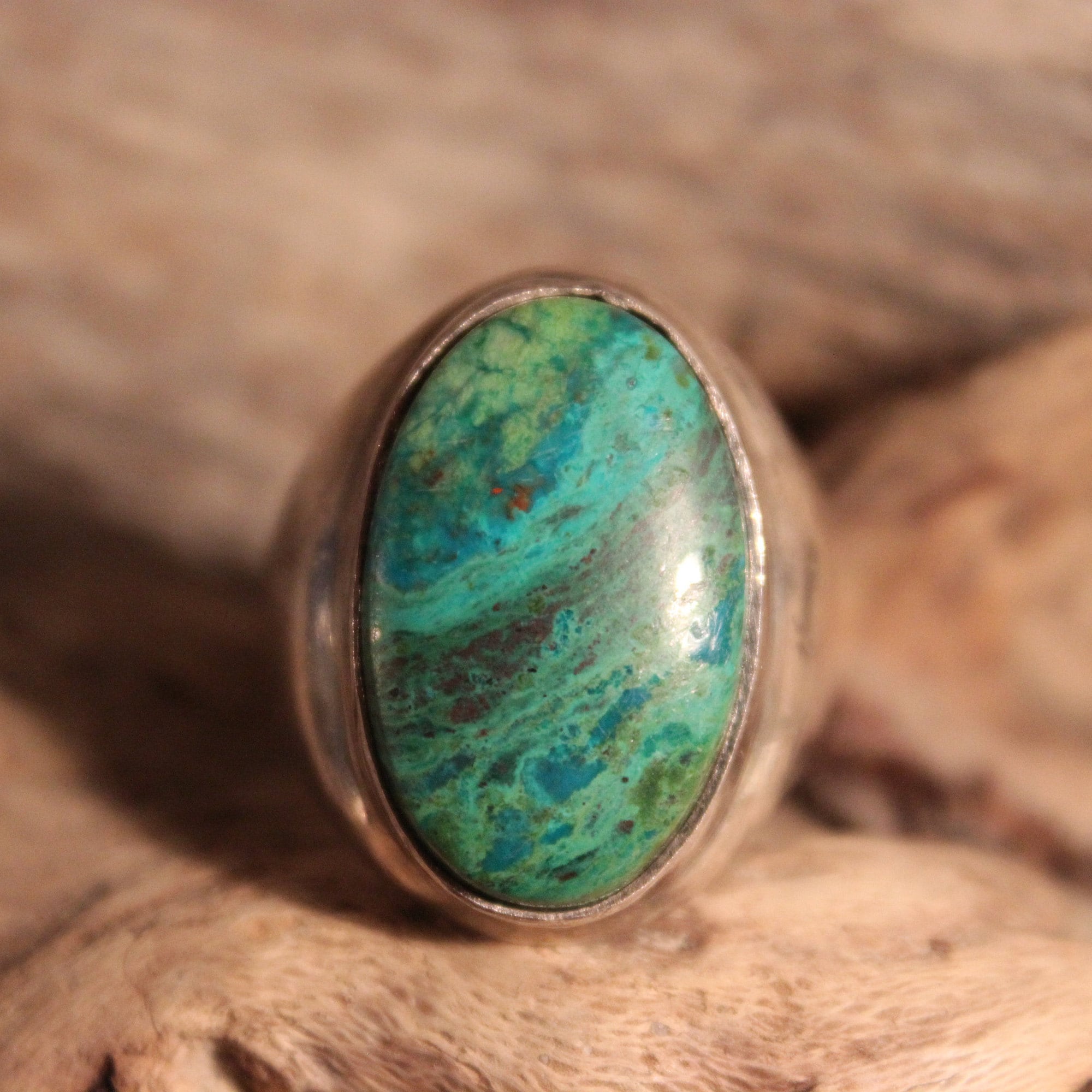 Sterling Mexico Large Turquoise Inlay Ring Mens 21.4 Grams Size 12 Mens